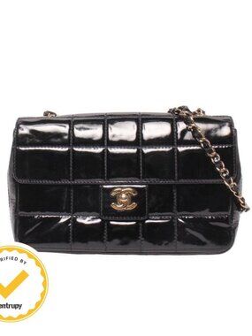 Chanel Chain Shoulder Bag Single Flap Gold Chocolate Bar